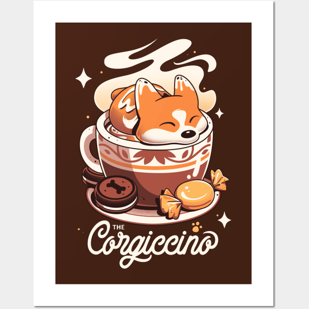 Corgi Coffee Break - Cute Dog Wall Art by Snouleaf